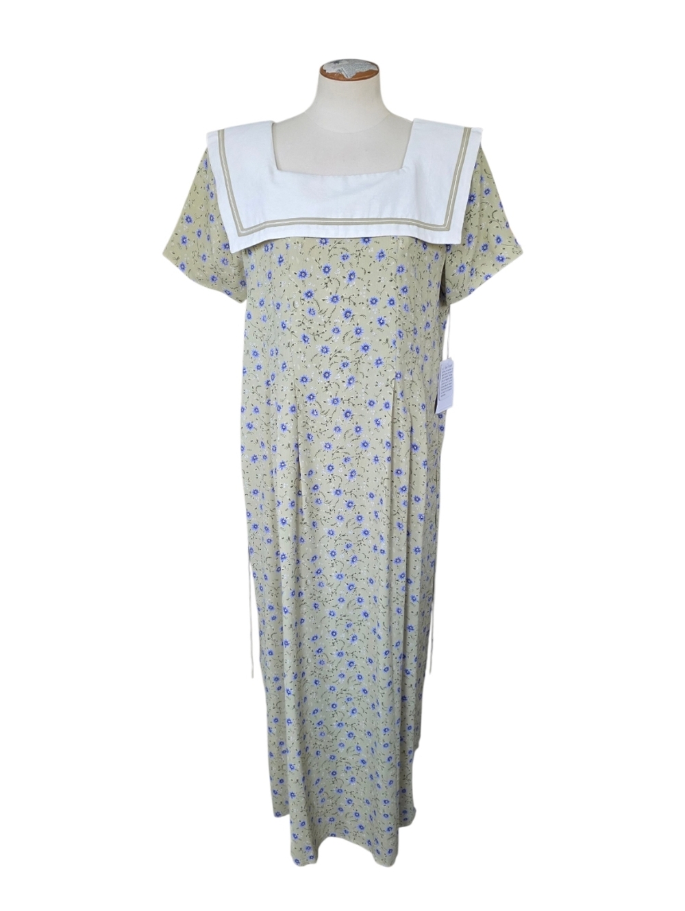 Vintage 1980s Sara Elizabeth Floral Sailor Collar Maxi Dress NWT Womens Size 12 - Picture 4 of 13